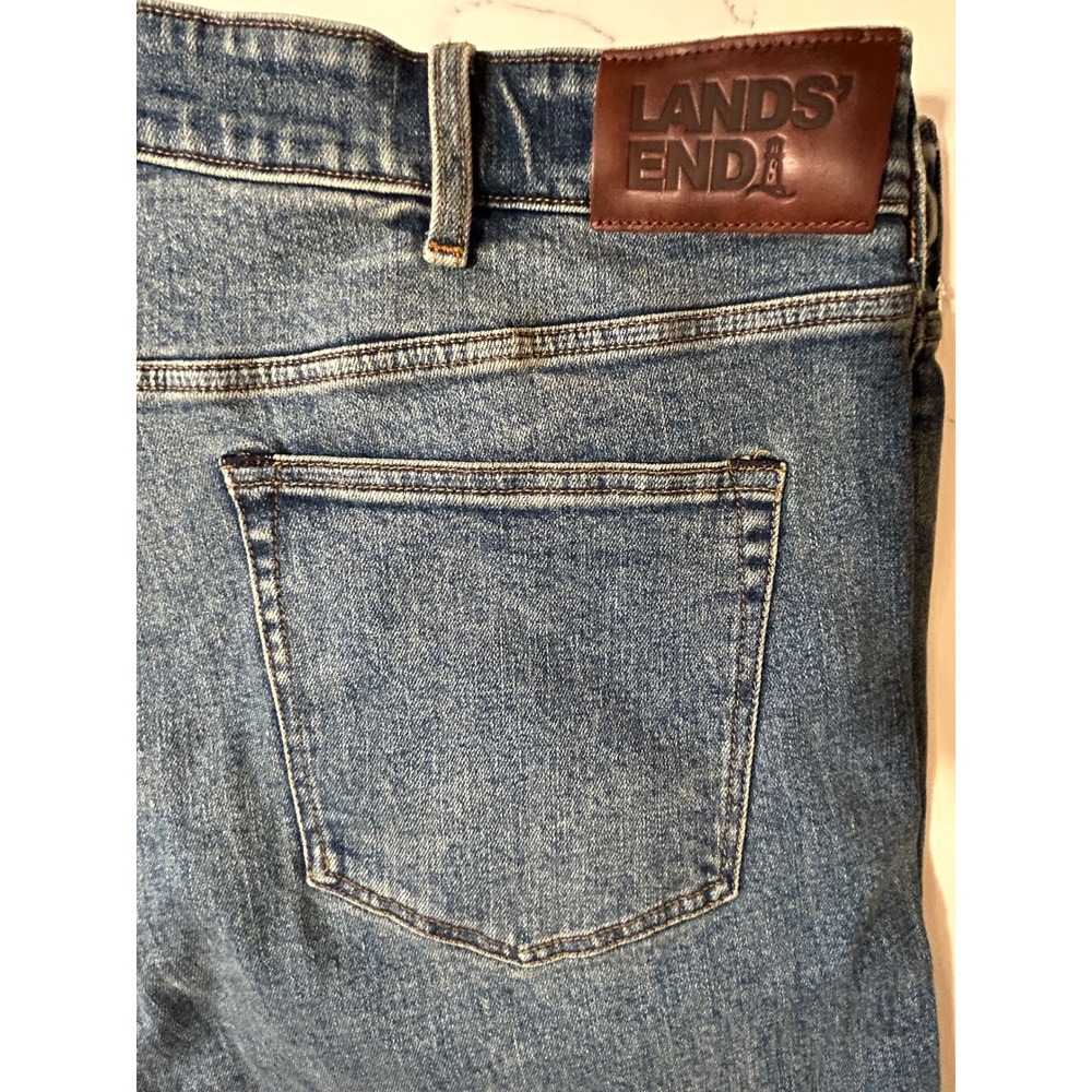 NEW Lands End Square Rigger Traditional Fit Mens Blue Jeans Medium Wash 46T x 32